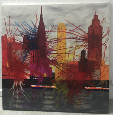Pittura intitolato "New York Caos" da Cristina Veloso Salgado, Opera d'arte originale, Acrilico