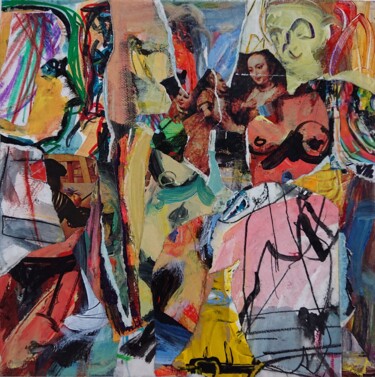 Картина под названием "LES MODÈLES -N°17" - Cy Pavel, Подлинное произведение искусства, Акрил Установлен на Деревянная рама…