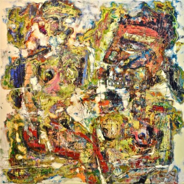 제목이 "LESBOS -N°6, 98-2008"인 미술작품 Cy Pavel로, 원작, 기름 나무 들것 프레임에 장착됨