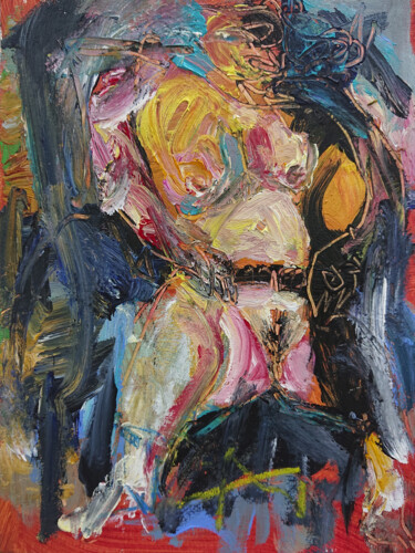 Painting titled "Étude pour LA FEMME…" by Cy Pavel, Original Artwork, Acrylic Mounted on Wood Stretcher frame