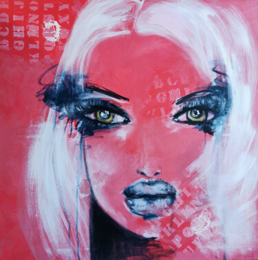 Painting titled "Pink" by Cyanlimo, Original Artwork, Acrylic Mounted on Wood Stretcher frame