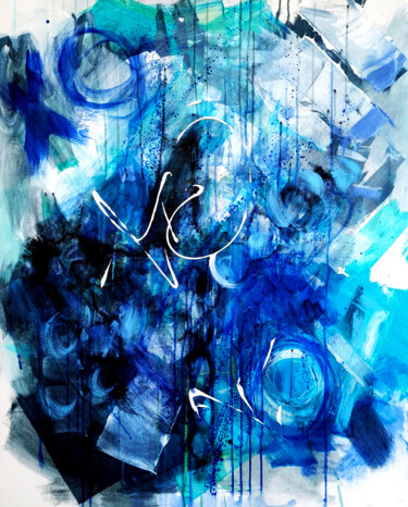 Pintura titulada "Blue Ocean" por Cyanlimo, Obra de arte original, Acrílico Montado en Bastidor de camilla de madera