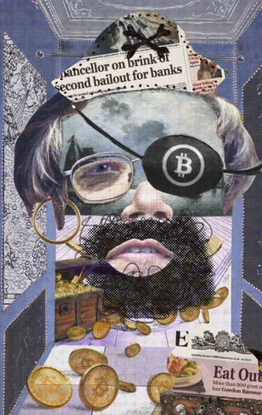 Digital Arts titled "Face of Satoshi #2" by Cyber Rex, Original Artwork, Digital Collage