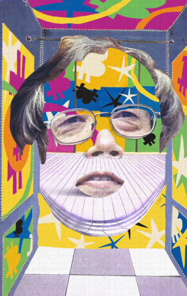 Цифровое искусство под названием "Face of Satoshi #3" - Cyber Rex, Подлинное произведение искусства, Цифровой коллаж