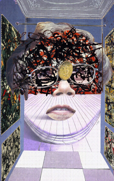 "Face of Satoshi #4" başlıklı Dijital Sanat Cyber Rex tarafından, Orijinal sanat, Dijital Kolaj