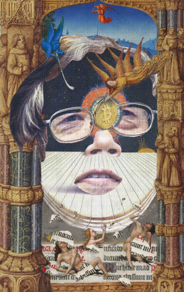 Цифровое искусство под названием "Face of Satoshi #5" - Cyber Rex, Подлинное произведение искусства, Цифровой коллаж