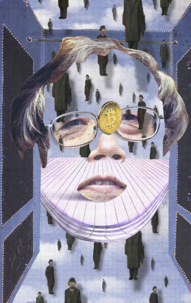 Цифровое искусство под названием "Face of Satoshi #6" - Cyber Rex, Подлинное произведение искусства, Цифровой коллаж