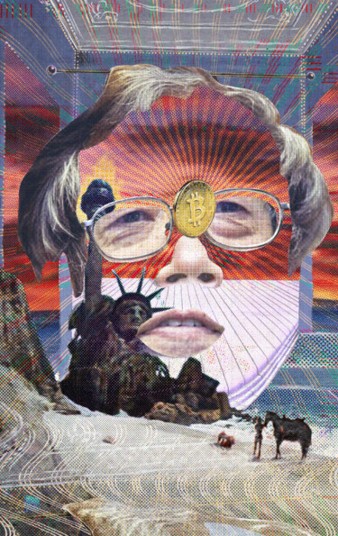 Arte digitale intitolato "Face of Satoshi #7" da Cyber Rex, Opera d'arte originale, Collage digitale