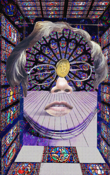 Arts numériques intitulée "Face of Satoshi #8" par Cyber Rex, Œuvre d'art originale, Collage numérique