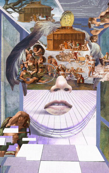 Arts numériques intitulée "Face of Satoshi #9" par Cyber Rex, Œuvre d'art originale, Collage numérique