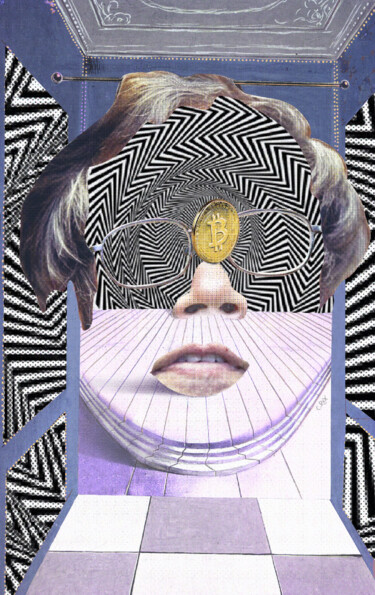 Arte digitale intitolato "Face of Satoshi #10" da Cyber Rex, Opera d'arte originale, Collage digitale