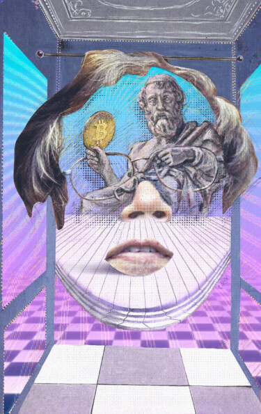 Digital Arts titled "Face of Satoshi #12" by Cyber Rex, Original Artwork, Digital Collage
