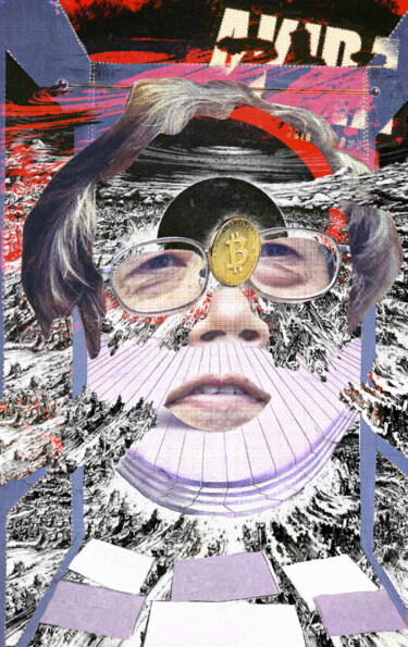 Artes digitais intitulada "Face of Satoshi #15" por Cyber Rex, Obras de arte originais, colagem digital