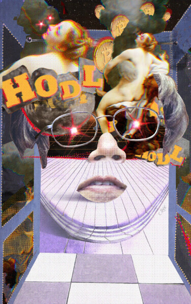 Digitale Kunst getiteld "Face of Satoshi #16" door Cyber Rex, Origineel Kunstwerk, Digitale collage