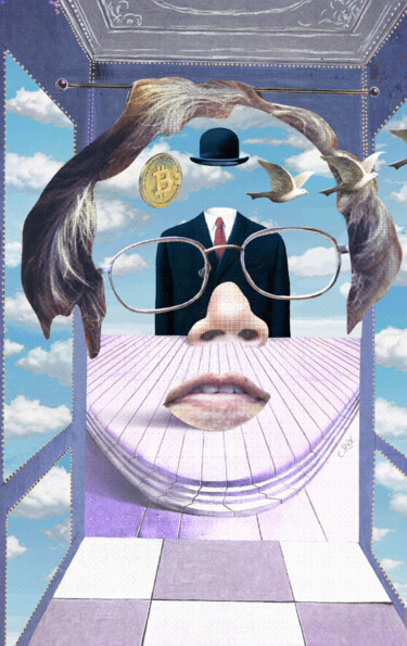 Artes digitais intitulada "Face of Satoshi #18" por Cyber Rex, Obras de arte originais, colagem digital