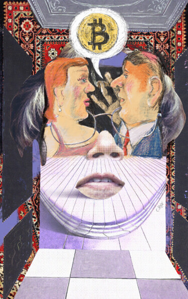 Digital Arts titled "Face of Satoshi #20" by Cyber Rex, Original Artwork, Digital Collage