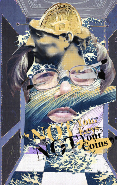 Arts numériques intitulée "Face of Satoshi #25" par Cyber Rex, Œuvre d'art originale, Collage numérique