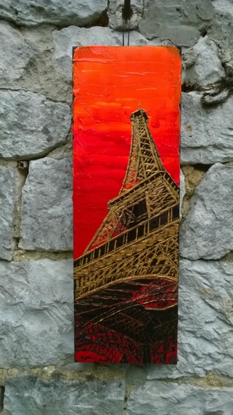 Malerei mit dem Titel "Eiffel T" von Cyl Van Oycke, Original-Kunstwerk, Acryl