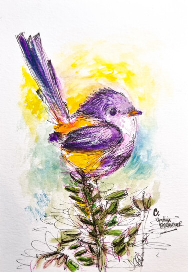 Disegno intitolato "Bird" da Cynthia Dormeyer, Opera d'arte originale, Acquarello