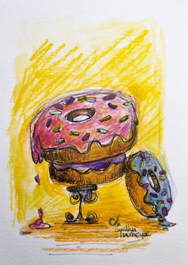 Rysunek zatytułowany „Donuts” autorstwa Cynthia Dormeyer, Oryginalna praca, Akwarela