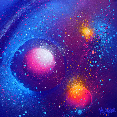 Картина под названием "Planètes" - Cynthia Dormeyer, Подлинное произведение искусства, Рисунок распылителем краски