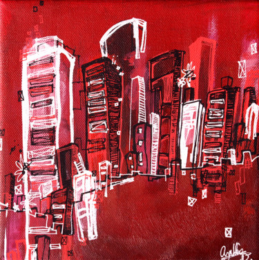 Painting titled "Ville 2" by Cynthia Dormeyer, Original Artwork, Acrylic