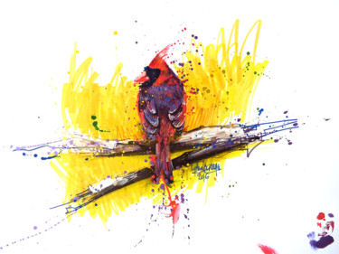 Desenho intitulada "Oiseau" por Cynthia Dormeyer, Obras de arte originais, Canetac de aerossol