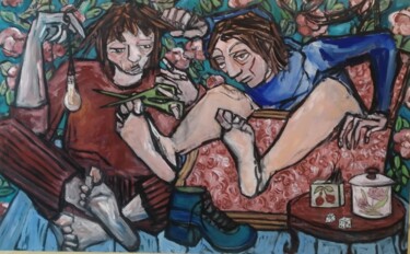 Peinture intitulée "Assiégé 6" par Cynthia Pedrosa, Œuvre d'art originale, Huile Monté sur Châssis en bois