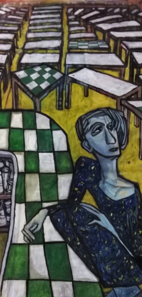 Peinture intitulée "le bar du coin" par Cynthia Pedrosa, Œuvre d'art originale, Huile