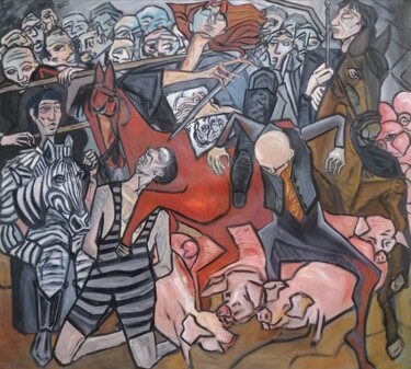 Peinture intitulée "Donna qui shoote" par Cynthia Pedrosa, Œuvre d'art originale, Huile Monté sur Châssis en bois