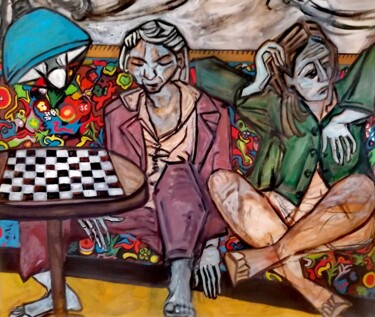 Peinture intitulée "Chacun cherche sa p…" par Cynthia Pedrosa, Œuvre d'art originale, Huile Monté sur Châssis en bois