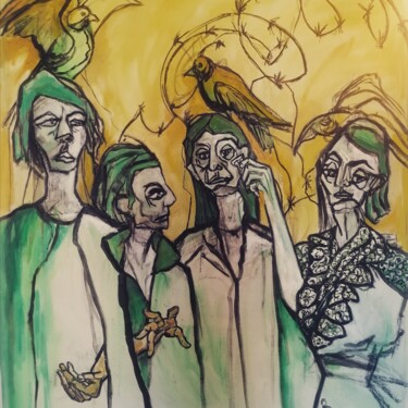 Pintura titulada "Sur le rasoir" por Cynthia Pedrosa, Obra de arte original, Oleo