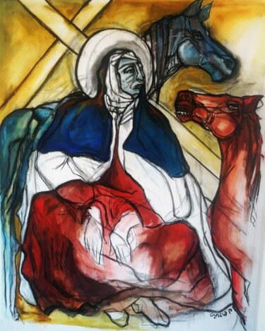 Картина под названием "Teresa de Jesus" - Cynthia Pedrosa, Подлинное произведение искусства, Масло
