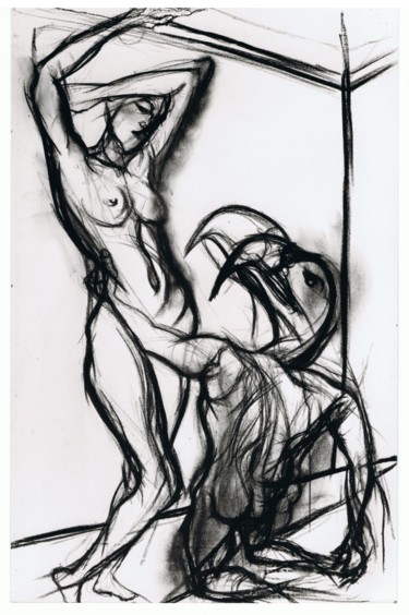 Drawing titled "Study for Interraci…" by Cynthia Ruffin, Original Artwork, Charcoal