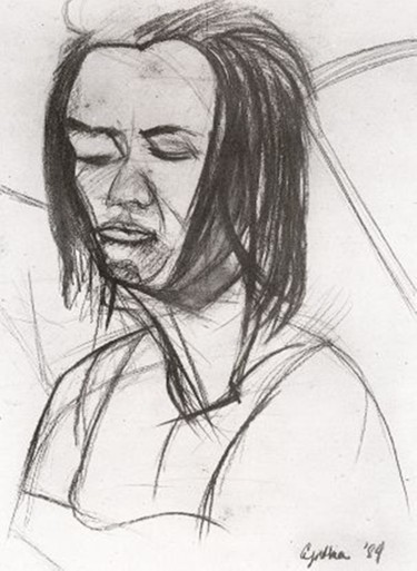Zeichnungen mit dem Titel "Self-portrait" von Cynthia Ruffin, Original-Kunstwerk, Kreide