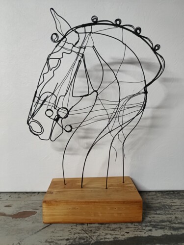 Sculpture titled "Cabeza Caballo" by Cynthia Saenz Sancho, Original Artwork, Wire