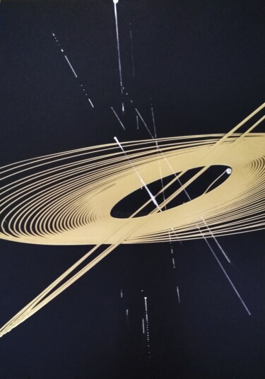 Malerei mit dem Titel "Rings in space" von Cyprian Hołownia, Original-Kunstwerk, Öl
