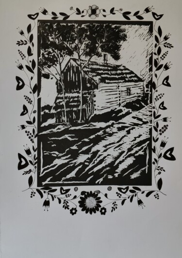 数字艺术 标题为“Old cottage” 由Cyprian Hołownia, 原创艺术品, Linocuts