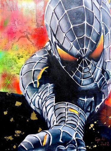 Peinture intitulée "Spiderman" par Cyrlo, Œuvre d'art originale, Bombe aérosol