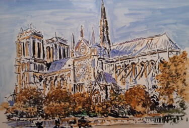 Painting titled "Notre Dame de Paris" by Cyriaque Millet, Original Artwork, Oil