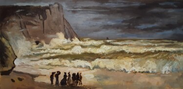 Painting titled "Etretat   copie Mon…" by Cyriaque Millet, Original Artwork, Oil