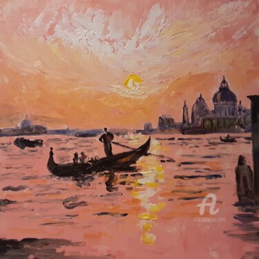 Painting titled "Venise rose" by Cyriaque Millet, Original Artwork, Wax