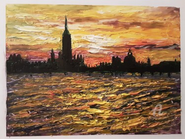 Painting titled "Venise coucher de s…" by Cyriaque Millet, Original Artwork, Wax