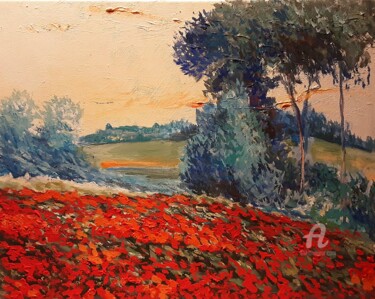 Painting titled "Langres. fin de jou…" by Cyriaque Millet, Original Artwork, Wax