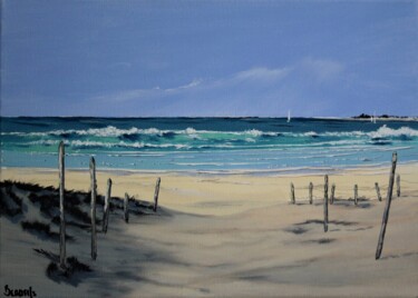 Painting titled "Summer beach" by Cyril Beaufils, Original Artwork, Acrylic
