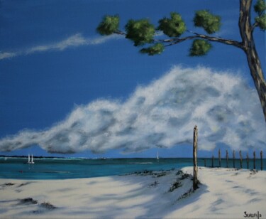 Painting titled "Sunny beach" by Cyril Beaufils, Original Artwork, Acrylic