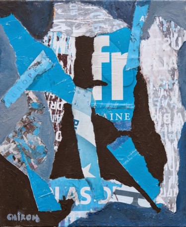 Painting titled "Point fr en bleu et…" by Cyril Chiron, Original Artwork