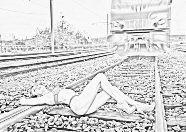 Photography titled "Le train..." by Cyril Comtat, Original Artwork, Manipulated Photography