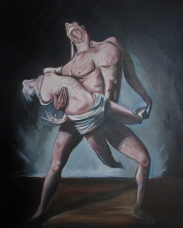 Schilderij getiteld "Erotic Dancers" door Cyril Harris, Origineel Kunstwerk, Olie