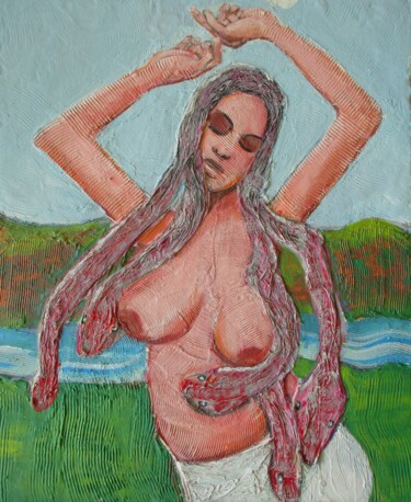 Painting titled "Eve expelled" by Cyril Harris, Original Artwork, Acrylic